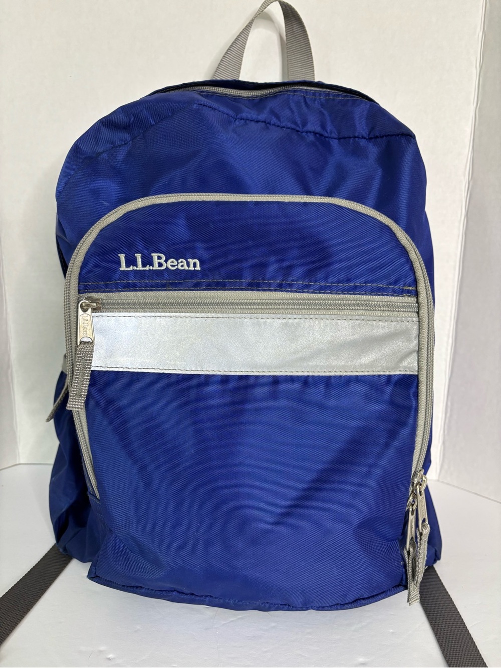 L.L. Bean Men's Blue Backpack with Silver Accent